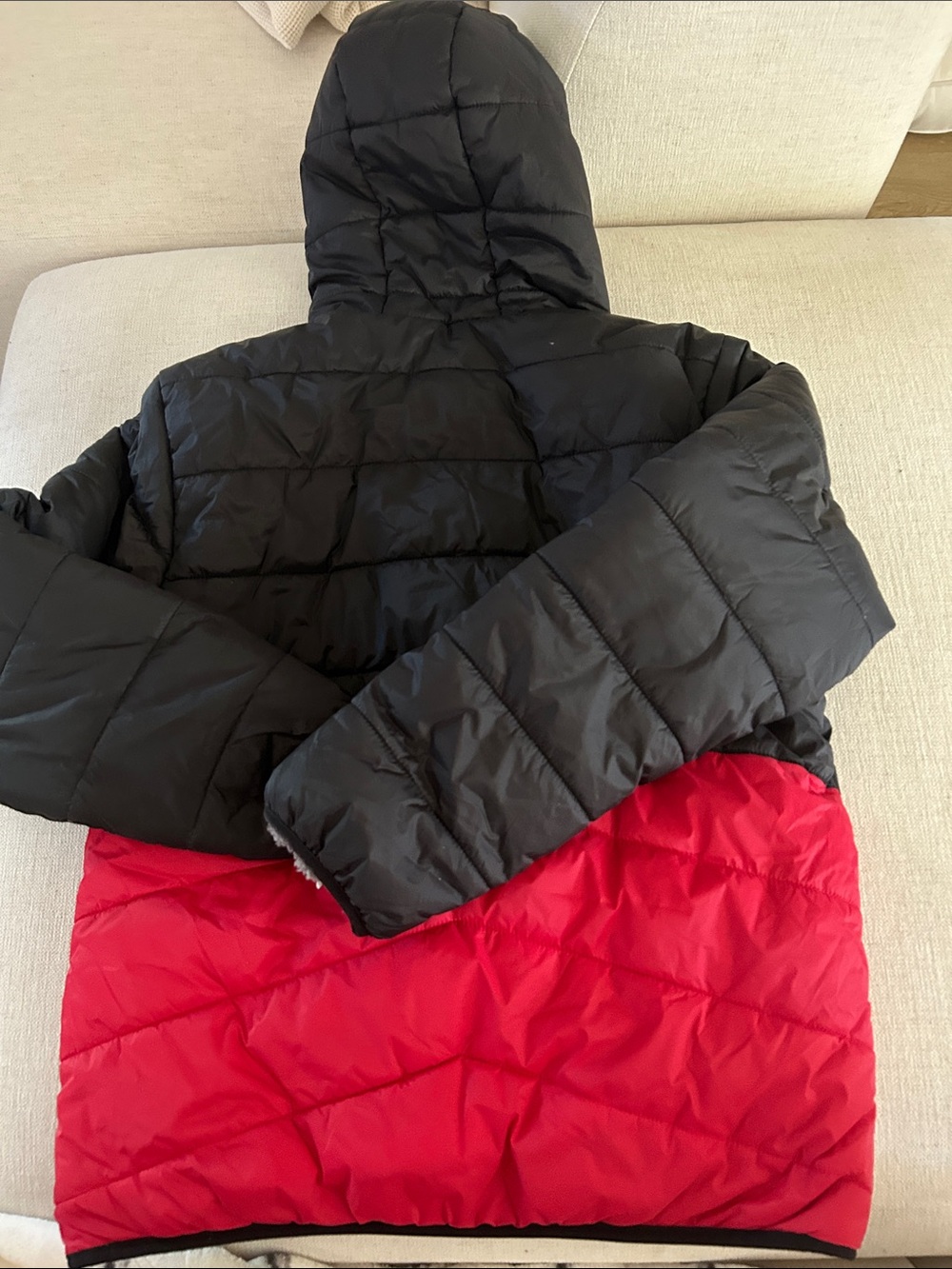 Eddie Bauer Reversible Jacket - Waterproof Lined Hooded, Black/Red, XL, NEW tags - Picture 4 of 9